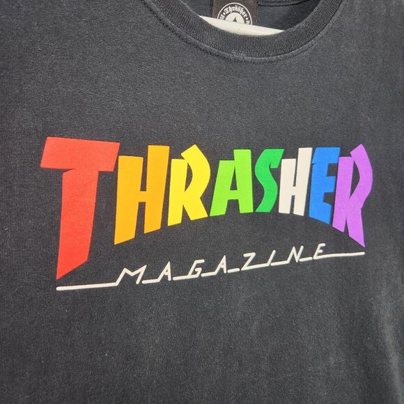 Thrasher Magazine Shirt Men's Sz L Skateboarding Y2k Rainbow VTG 90s Sports Punk - Picture 3 of 9